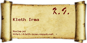 Kleth Irma névjegykártya